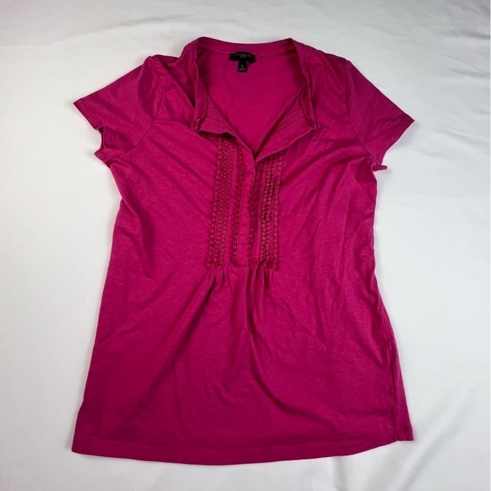 Talbots - Women’s Bright Pink Short Sleeve Shirt - Petite Small